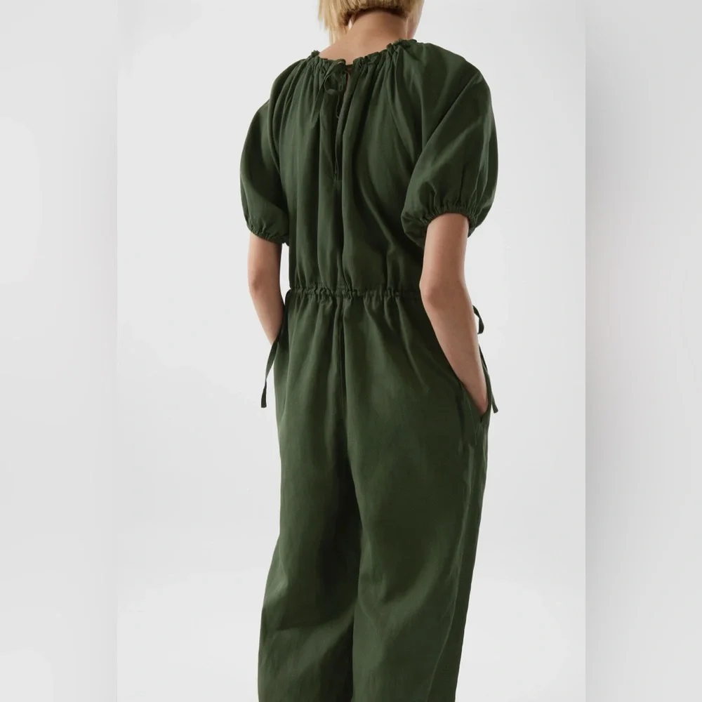 COS Linen Blend Jumpsuit - Green (S)